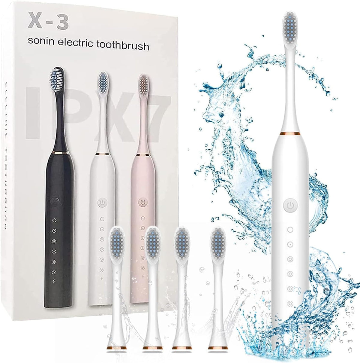 Rechargeable Electric Toothbrush With 2 Extra Heads | USB Charging Rechargeable