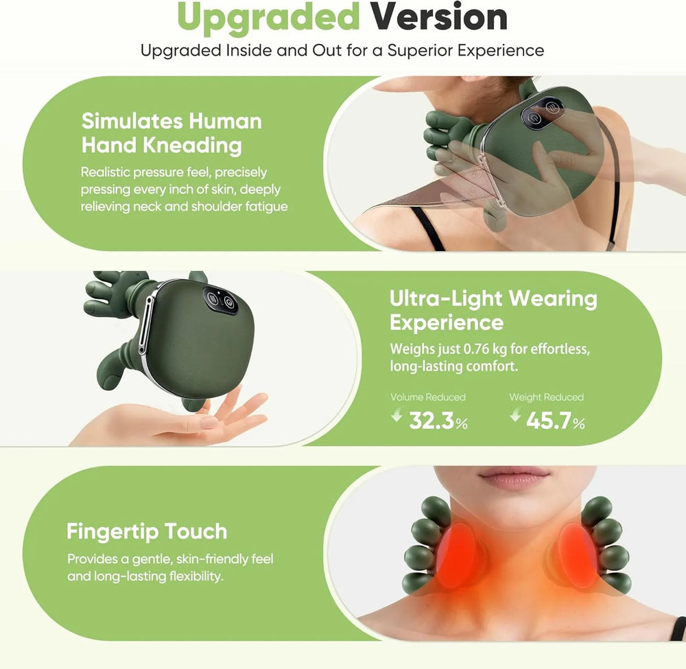 Smart Finger Pressure Neck Massager – Electric Deep Kneading Heated Back & Shoulder Massager
